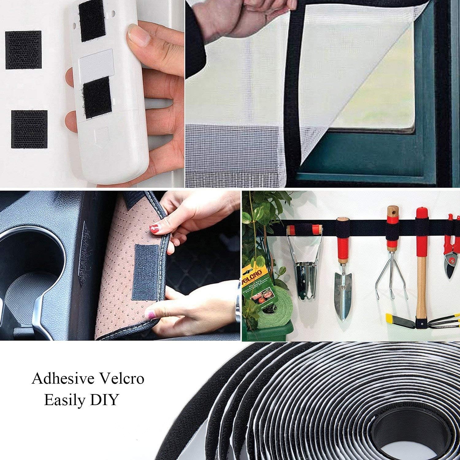 Double-Sided Adhesive, 8M Extra Strong Self-Adhesive Hook and Loop Tape Roll Sticky Back Strip with Strong Adhesive Tape Strip Fastener 8.8 Yards, 20mm Wide Black Used in Sewing, School, Office, Home - Image 5